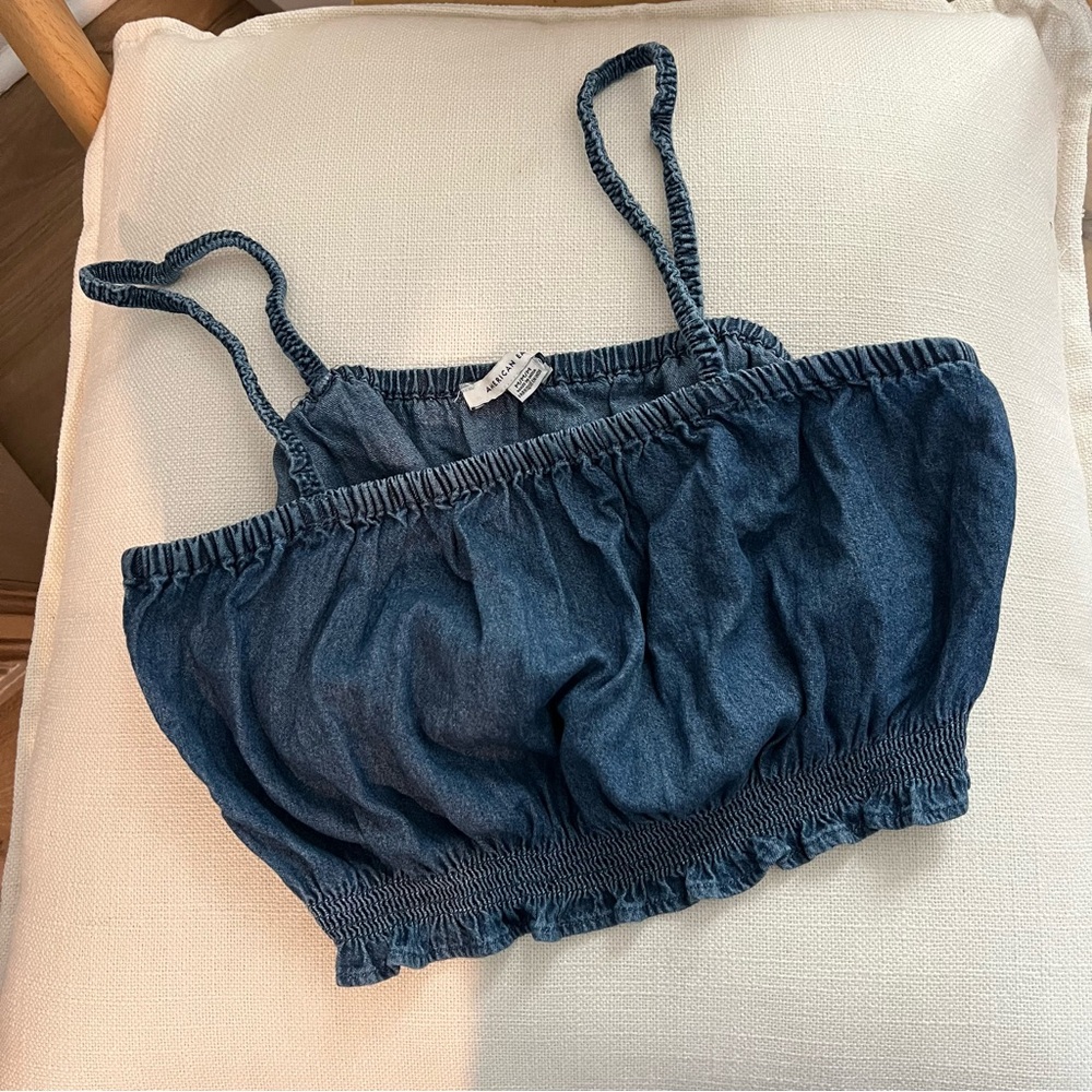 American Eagle Denim Blue Crop Top